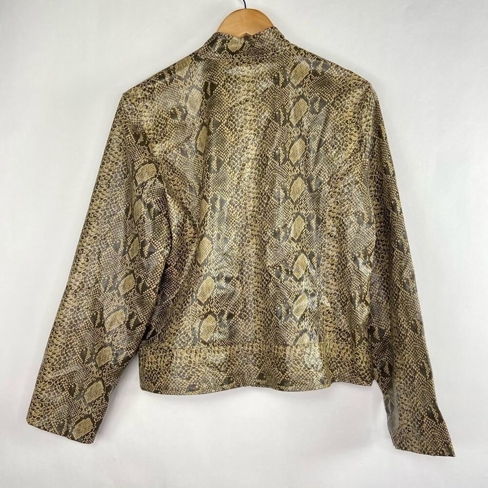 80s Vintage Python Snakeskin Print Jacket Faux Le… - image 6